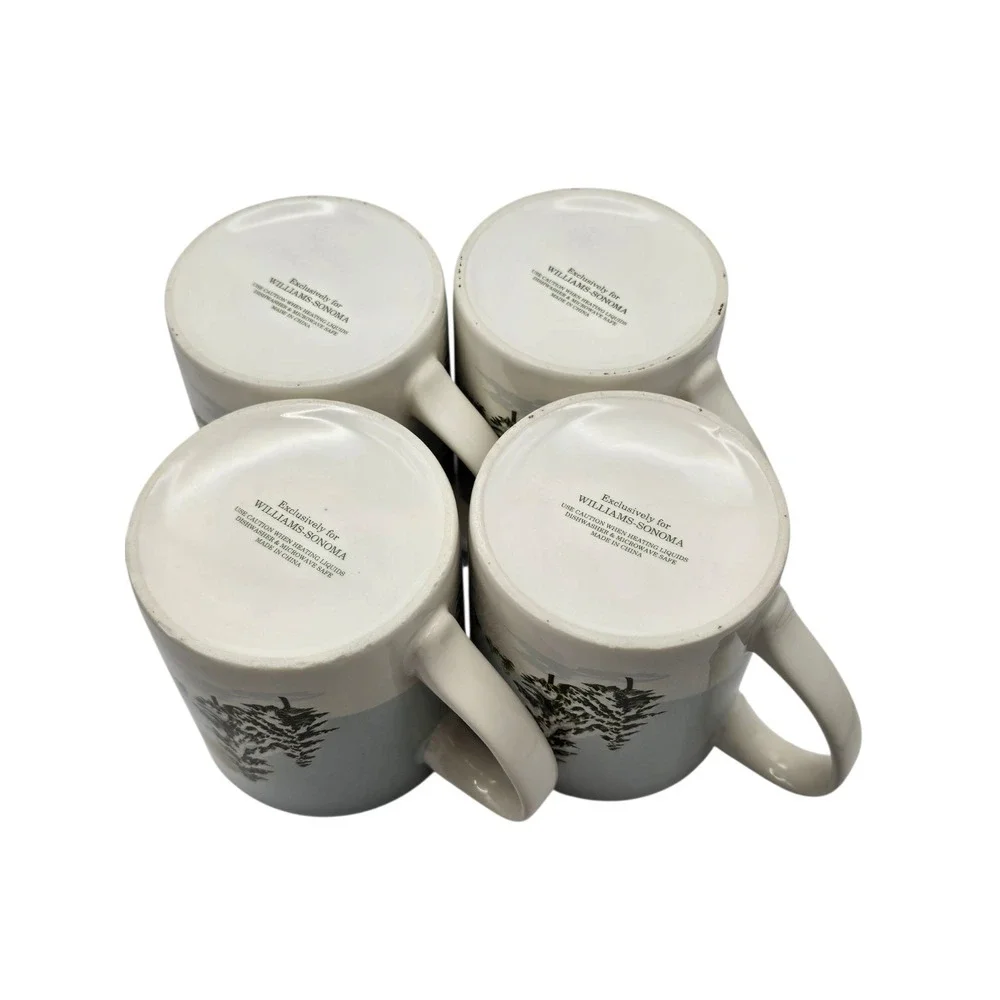 Set‎ of 4 Santa by Williams Sonoma Christmas Reindeer Sleigh Moon Mug
